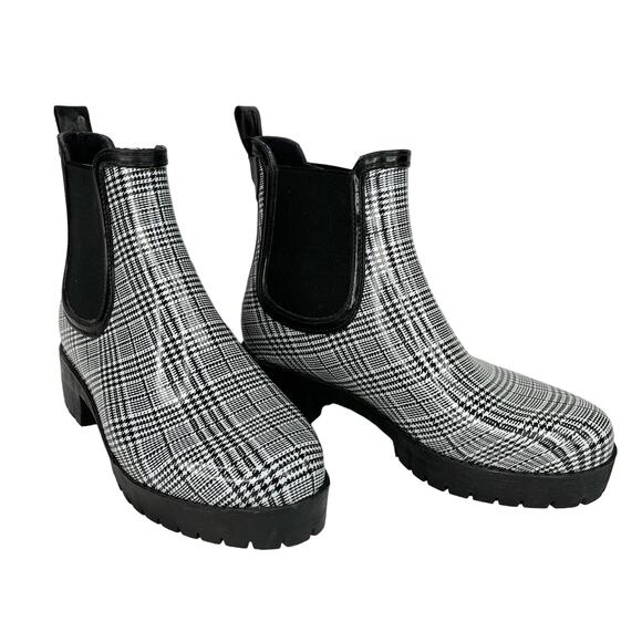Jeffrey Campbell Cloudy Chelsea Plaid Rain Boots EU 38 US 7 - Picture 1 of 9